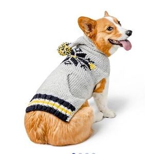 CHILLY DOG SNOWFLAKE DOG SWEATER ARTISAN MADE ORGANIC WOOL YELLOW NAVY (LARGE)